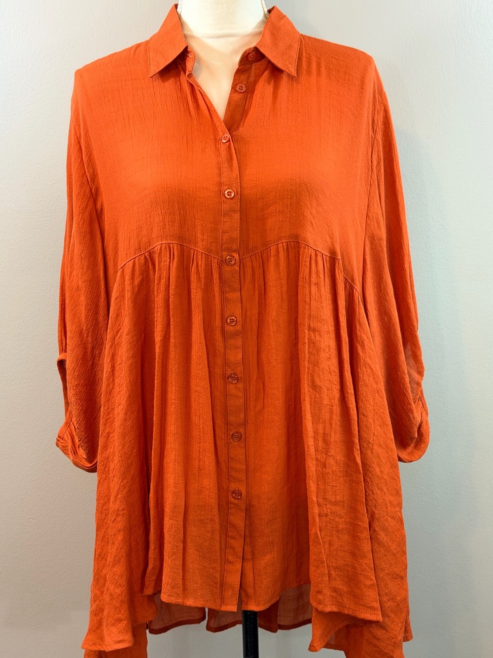 Umgee Rust High-Low Button Front Tunic Top M - Picture 3 of 9